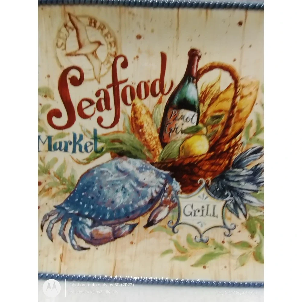 Certified International Geoffrey Allen Seafood Market Grill Crab Coastal Platter